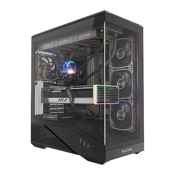 GABINETE ROUND5 ICEBOX BLACK COM 4 FANS ARGB