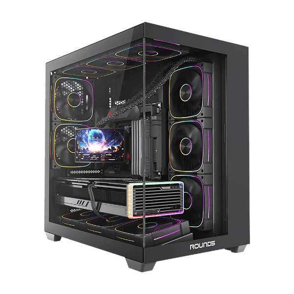 Gabinete Round5 Asuka Black, Mid Tower, ATX, Vidro Temperado, Preto Sem Fan