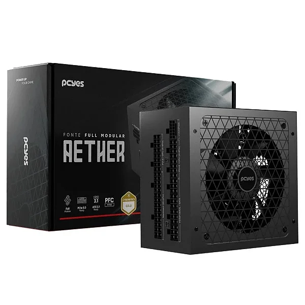 FONTE GAMER PCYES AETHER 850W FULL MODULAR CYBENETICS GOLD PCIE 5.0 ATX 3.1 - 850WFMG