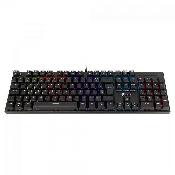 Teclado Mecânico Gamer Kalkan Loki Iluminação Rainbow Preto ABNT2 Switch Marrom KLK00013