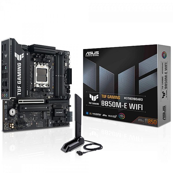 Placa Mãe ASUS TUF GAMING B850M-E WIFI, AMD AM5, mATX, DDR5, Wi-fi 6E, Bluetooth, Preto - 90MB1LS0-M0EAY0