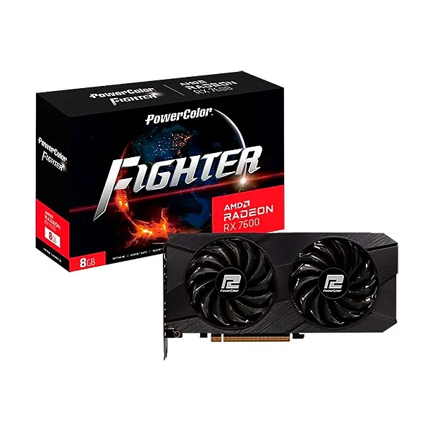Placa de Video PowerColor Radeon RX 7600 Fighter, 8GB, GDDR6, 128-bit, RX7600-8G-F-V2