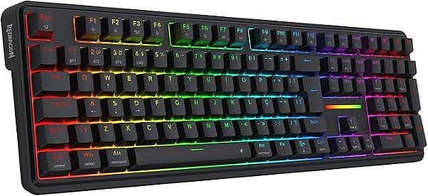 Teclado Mecânico Gamer Redragon Antonium Pro RGB Preto Full Size ABNT2 Switch Manbo sem fio