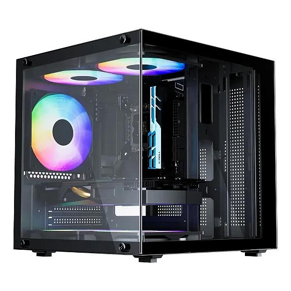 Gabinete Gamer Aquário Life Pro Bg-066 C/ 5 Cooler Fans Preto
