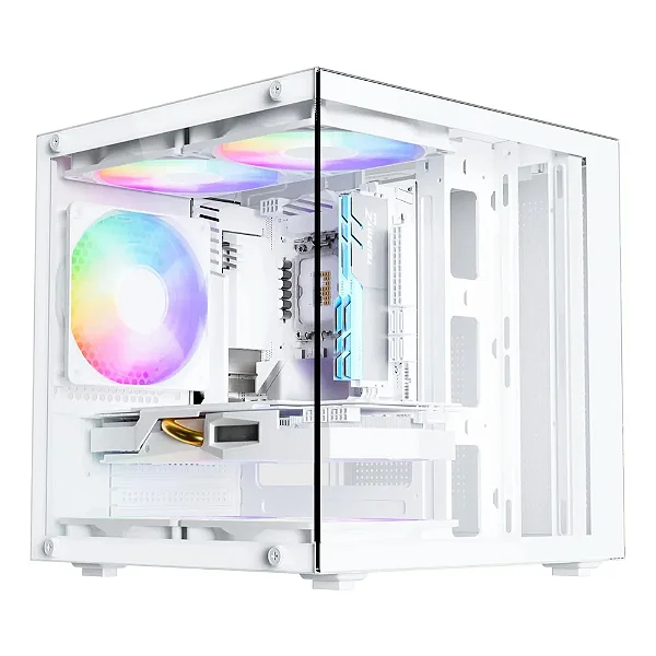 Gabinete Gamer Aquário Life Pro Bg-066 C/ 5 Cooler Fans branco