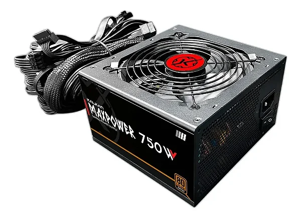 FONTE GAMER KALKAN 750W WATTS 80 PLUS BRONZE PRETO
