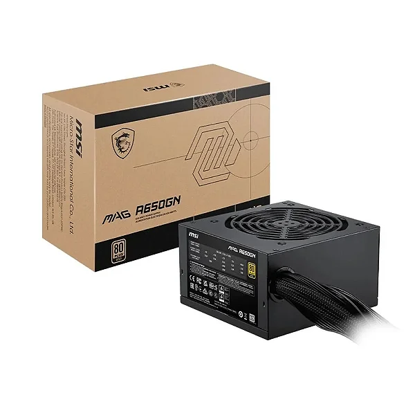 Fonte de Alimentação MSI MAG A650GN GOLD, 650w, 80 plus Gold, Preto