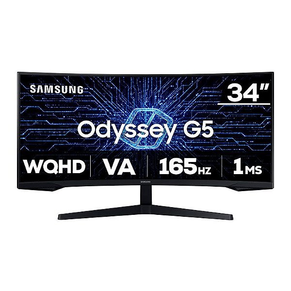 MONITOR SAMSUNG 34" GAMER CURVO LED/VA WQHD 165HZ 1MS HDMI DP VESA ODYSSEY G5 - LC34G55TWWLMZD
