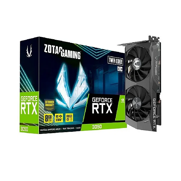Placa De Vídeo Zotac Gaming Twin Edge Oc 6gb Geforce RTX3050 Gddr6 - Zt-a30510h-10a