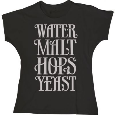 Camiseta Water Malt Hops Yeast Feminina (Preta)