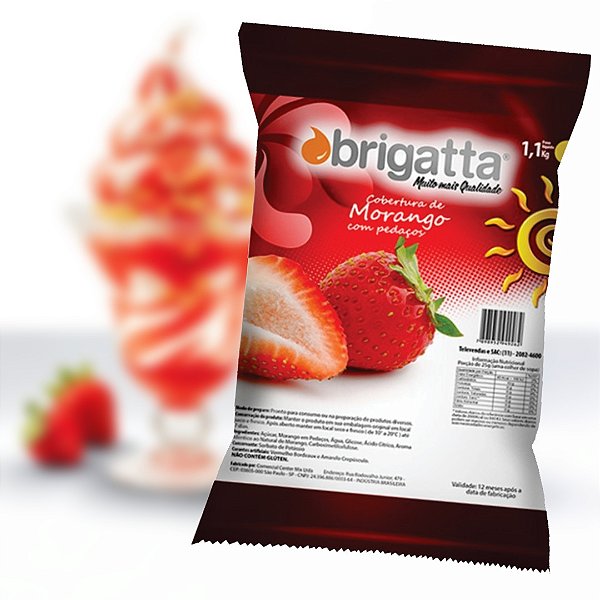 Cobertura Morango c/ pedaços 1,100kg - Brigatta