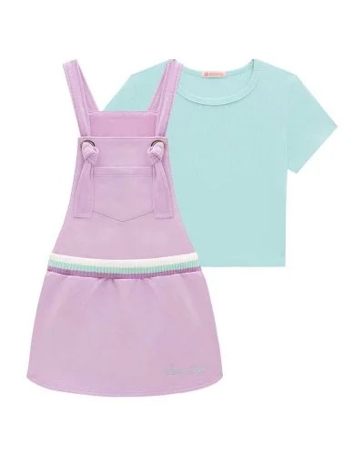 Jardineira short hot sale saia infantil