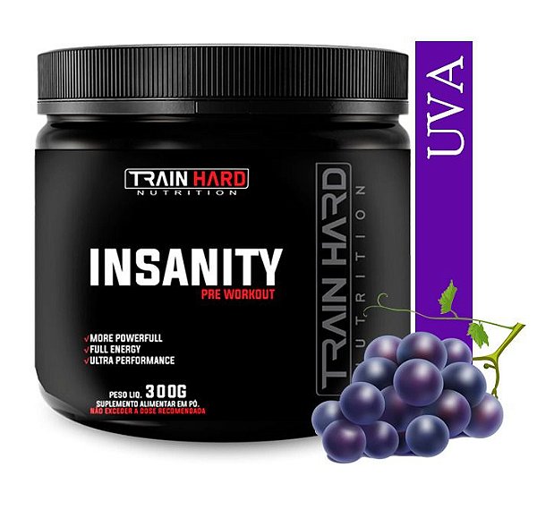 Pré Treino Insanity 300g - Diversos Sabores - Pre Workout Train Hard Nutrition