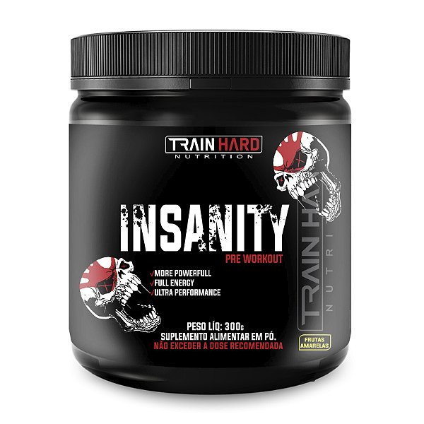 Insanity Pré Workout 300g Train Hard Nutrition | Foco Extremo e Energia Pré Treino | Com Beta Alanina e Arginina