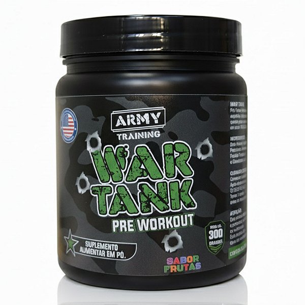 War Tank 300g Pré-Treino Army Training | Força Extrema, Foco, Resistência E Pump | Beta-Alanina + Cafeína + Arginina