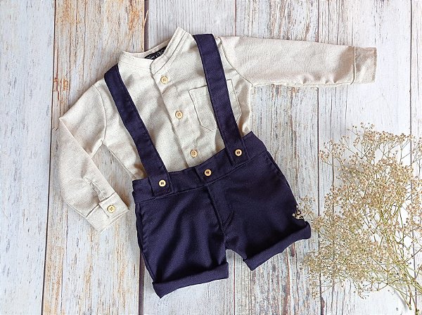 Look Guto azul marinho - Manga longa