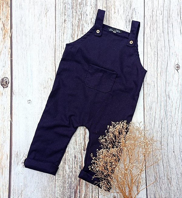 Jardineira longa Azul marinho