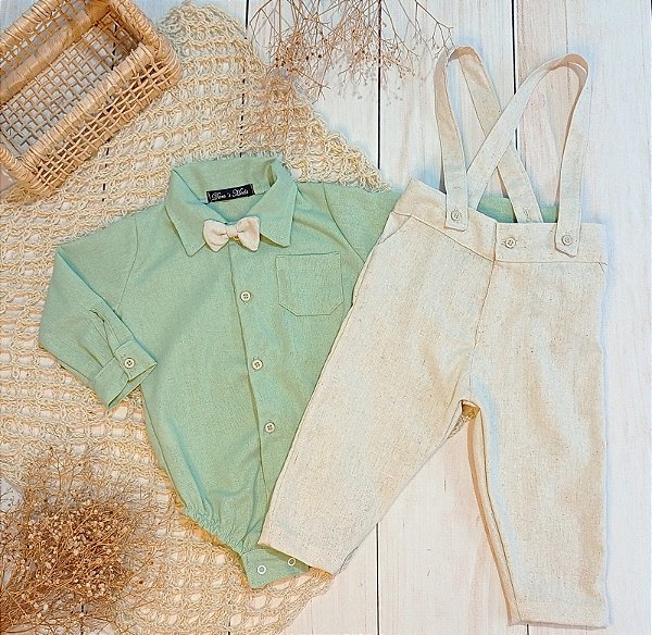 Look Murilo verde menta- Manga longa