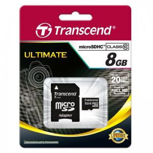 Cartão de Memória microSDHC 8GB Classe 10 Ultimate Transcend - Super Rápido, Alto Desempenho!