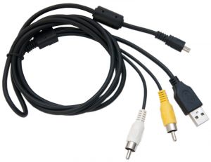 Cabo USB AV dados, Audio e Video Sony 8 pinos (p/ W510 W520 W530 A350 A700 A900 e outras)
