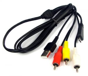 Cabo Compatível com VMC-MD3 de Audio, Video (AV) e USB para Câmeras Sony TX10, TX100V, WX5,WX7,WX9 e outras