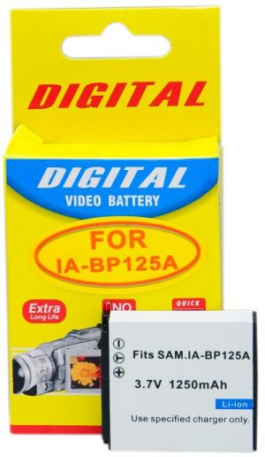 Bateria Compatível com Samsung IA-BP125A (p/ HMX-Q130TN, HMX-Q200BN, Q130, Q200, Q10, Q20, M20 e outras)