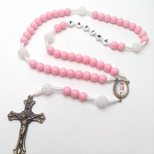 TERÇO PERSONALIZADO ROSA CRAQUELADA