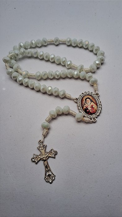 Terço cristal branco