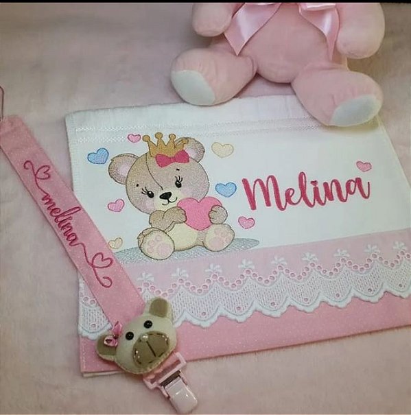 kit toalhinha de mão + prendedor de chupeta (personalizado)