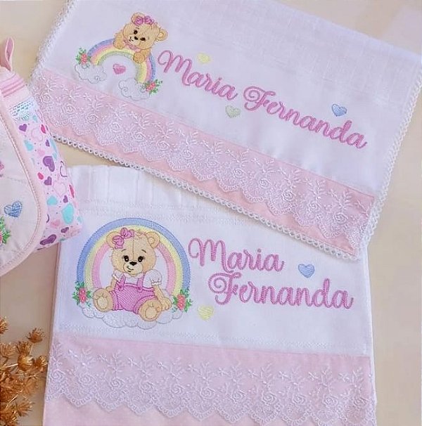 Kit 1 toalhinha de mão + 1 fraldinha (personalizado)