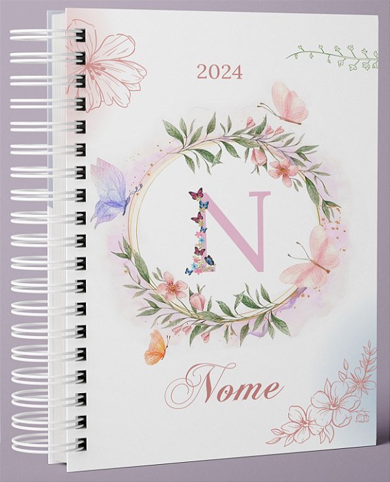 AGENDA 2024 - Inicial flores e borboletas - Personalize SIS