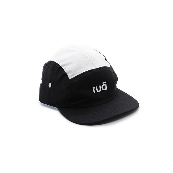 Boné Hábito 5 Panel Rua Branco e Preto