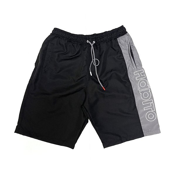Bermuda Hábito Rip Stop Preta e Cinza