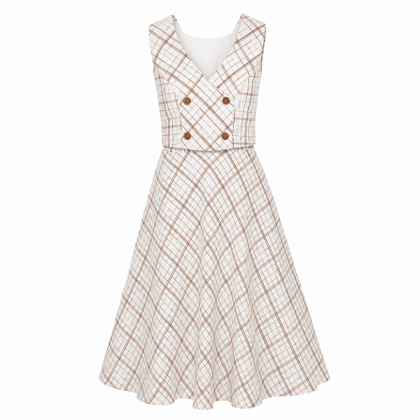 Conjunto Saia e Colete Xadrez Tam G