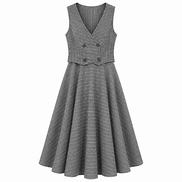 Conjunto Saia e Colete Xadrez Tam EG