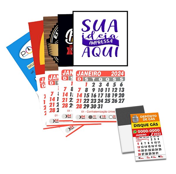 Mini Calendários Imã de Geladeira Com Sua Estampa Personalizada