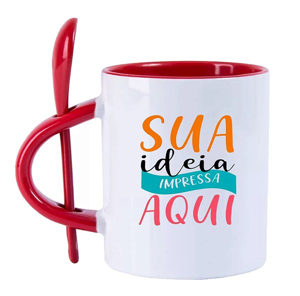 Caneca de Porcelana Com Colher Personalizada
