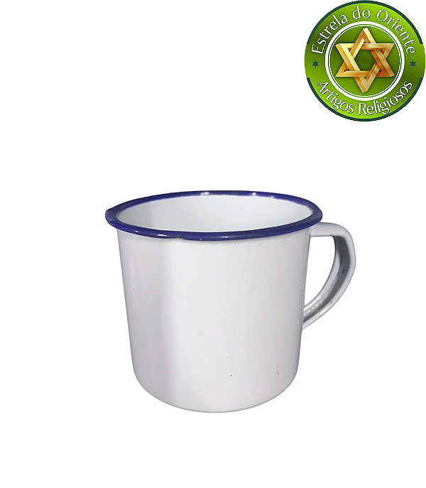 Caneca de Ágata Branca N°08 Esmaltada