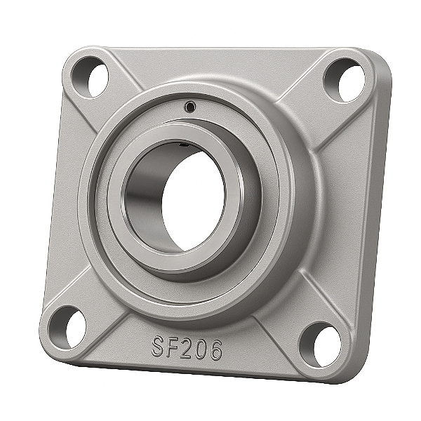 Mancal Flange Quadrado Aço Inox SF 208 (4 Furos)