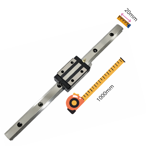 Guia Linear 20mm x 1000mm com 2 Patins Sem Aba EGH20CA | Precisão Industrial