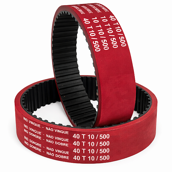 Correia de Arraste T10-500 40mm com Revestimento Vermelho – BEIDI