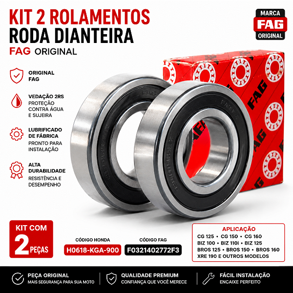 Rolamento Honda H0618-KGA-900 - Original - Kit 2 com peças