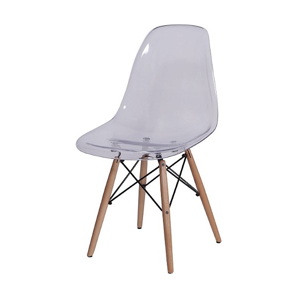 Cadeira Eames DKR Base de Madeira Assento Em Policarbonato