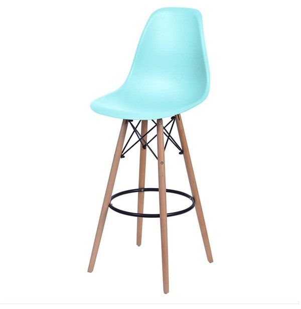 Banqueta Eames DKR Concha em Polipropileno Base Madeira