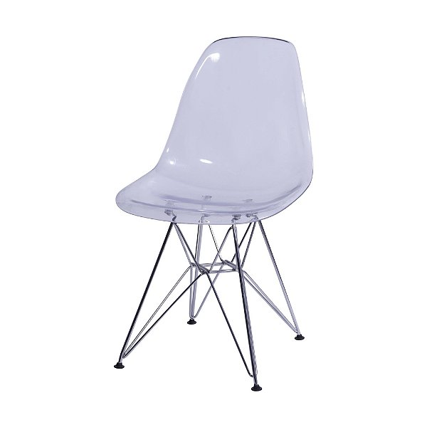 Cadeira Eames DKR Base Metal Cromado, Assento Policarbonato