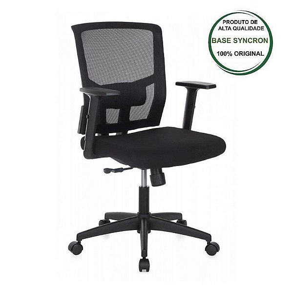 Cadeira Office Diretor Ergon.(NR17) C/ Tensor Lombar, Reg. Braços, Mec. Sincron. Encosto Tela