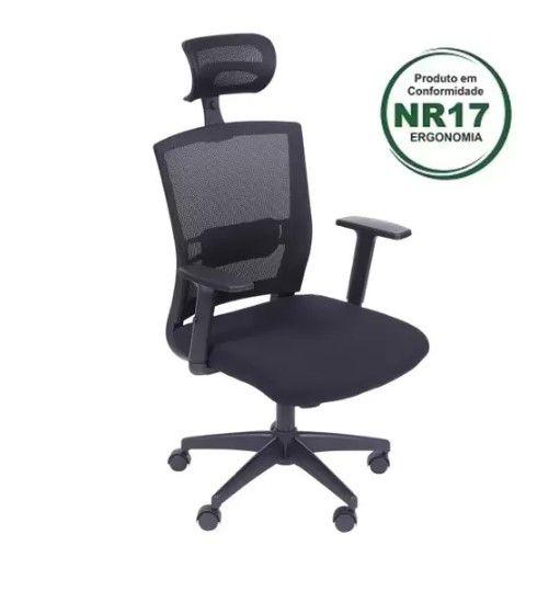 Cadeira Office New Ergon C/ Aj. Braços/Lombar/Cabeça, Sist. Relax Em Tela Mesh