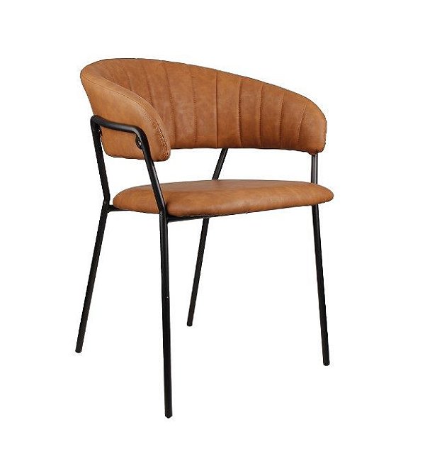 Cadeira Mara Base Aço(Preto), Assento Estofado C/ Revestimento