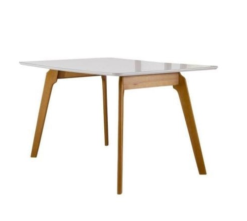 Mesa Jantar Lisboa 180X90cm Em Madeira Maciça C/ Tampo Vidro