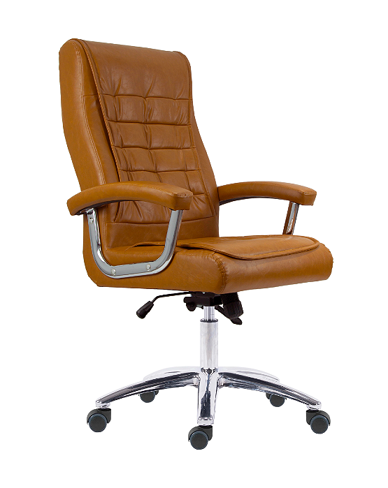 Cadeira Office California Base Metal Cromado, Mecan. Sincron. Assento Molas Ensacadas C/ Revestimento PU